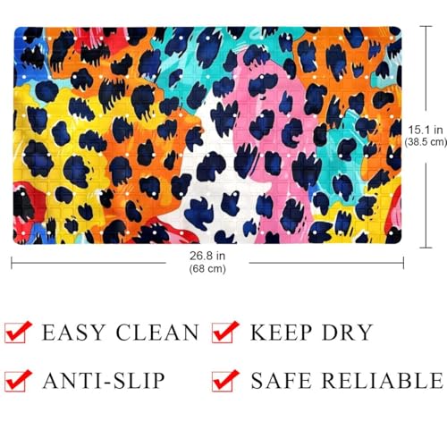 Tapis de bain antidérapant extra long séchage rapide imprimé léopard coloré - 5