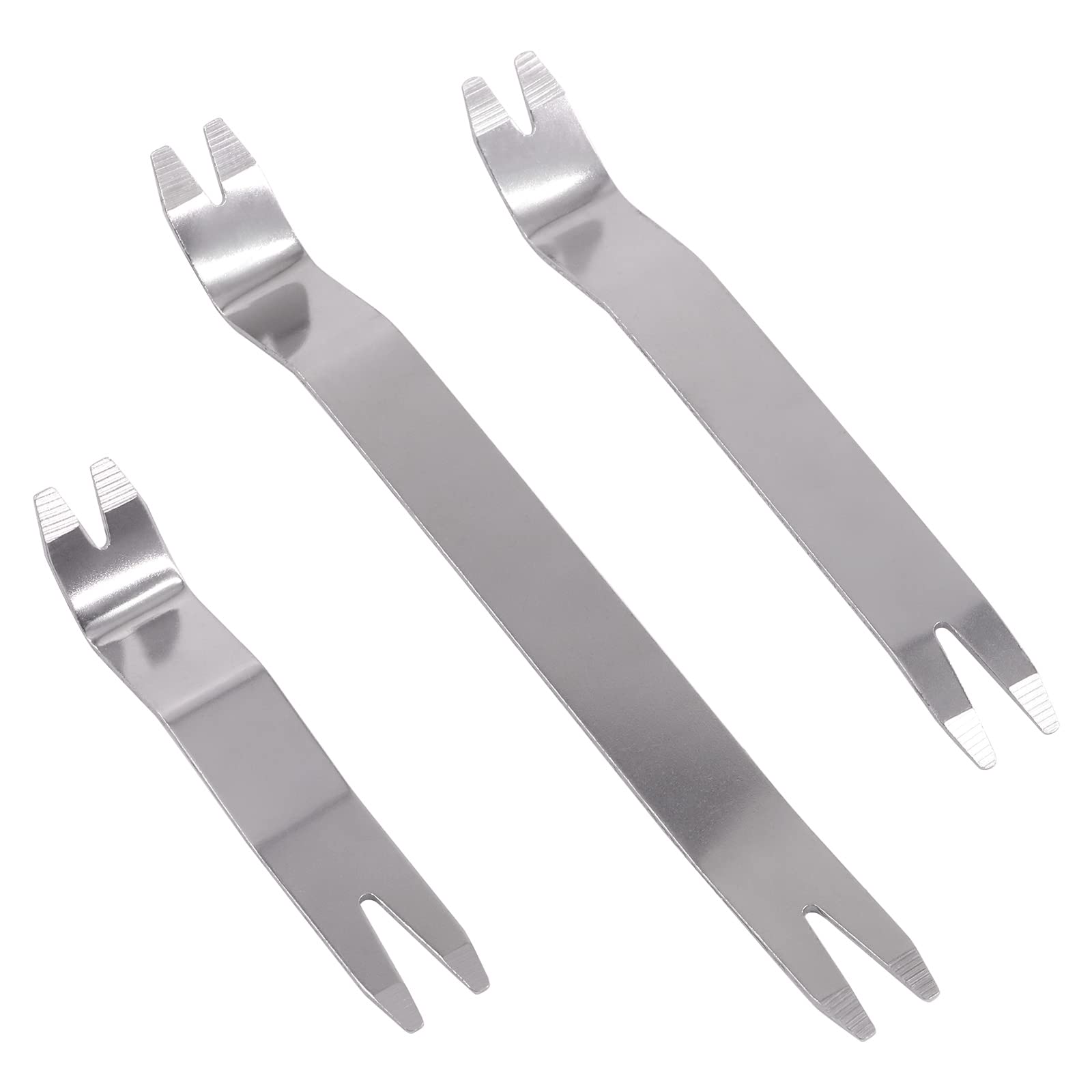 Swpeet 3Pcs 3 Metal Auto Trim Removal Tool Kit, No-Scratch Pry Tool Kit Auto Fastener Remover Pry Tool Interior Door Panel Clip Fastener Removal for Car Vehicle Dash Audio Installer