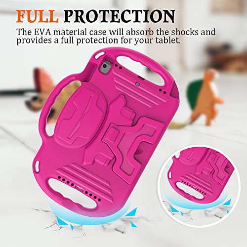 Surom Kids Case for New iPad 10.2 Inch 2021/2020/2019 (9th/8th/7th Gen), Light Weight Shock Proof Handle Stand Shoulder Strap Kids Case for 2021/2020/2019 iPad 10.2, iPad Air 3 10.5 2019, Rose Pink - Image 2