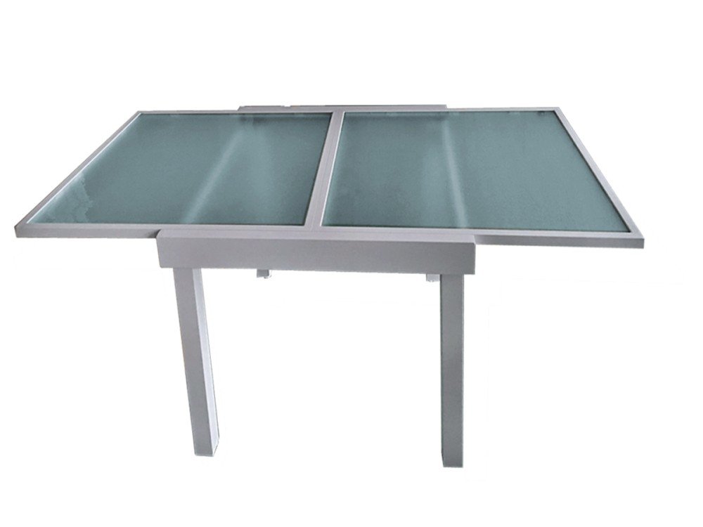 Garden Pleasure Tavolo allungabile 65/130 x 65 cm, in alluminio, in vetro, tavolo da pranzo