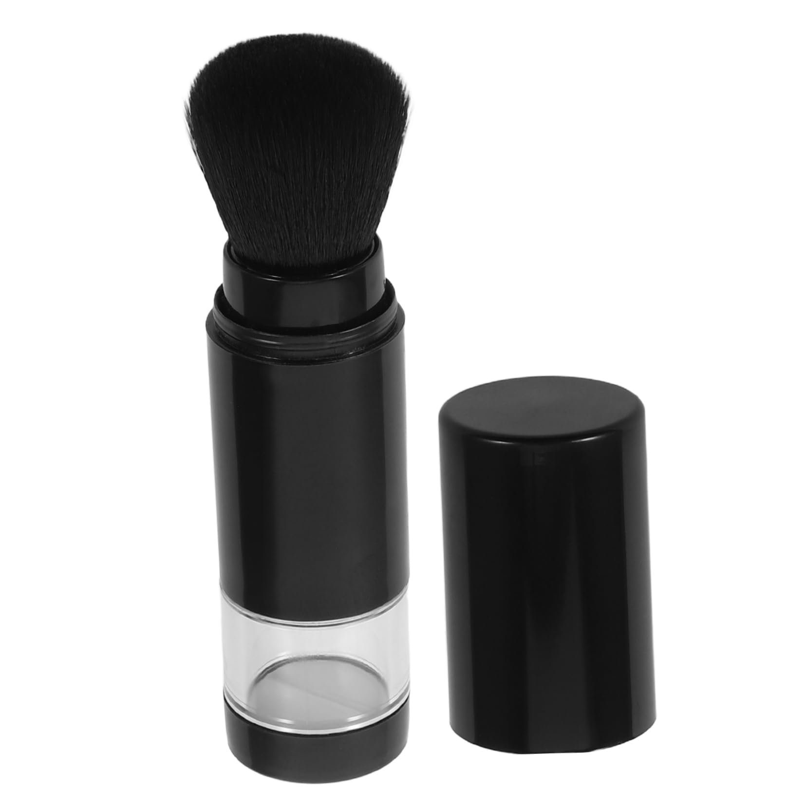 Ipetboom Retractable Brush With Refillable Bottle Jars Portable Face Brush With Cover For Color Highlight Contour Blush Cosmetics Black