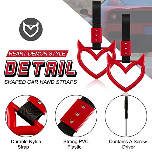Image of 4 Pieces Heart Handle Keychains Car Accessory Heart Hand Strap Drift Charm for Car Interior Exterior Decoration(Red,Devil)