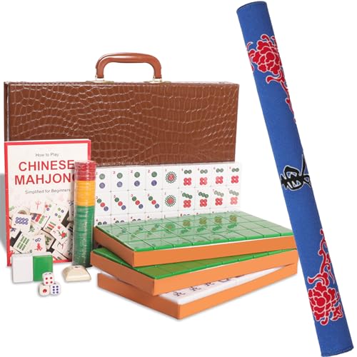 Set de Mahjong Chino con 144 fichas y accesorios