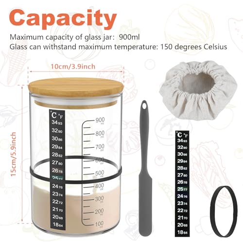 Sourdough Starter Jar Kit - 30.4oz BPA Free, Dishwasher Safe