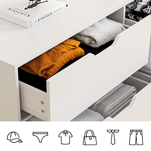 Cozy Castle 6 Drawer Dresser, Modern Dresser, White Dresser With Cutout Handle, Wide Dresser Drawer Organizers For Bedroom, White #TOP5