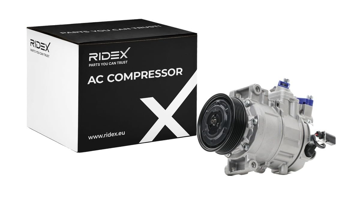 RIDEX 447K0079 Compresor aire acondicionado con aceite de compresor PAG sin acoplamiento magnético sin diodo Compatible con AUDI A4 B8 Avant 8K5