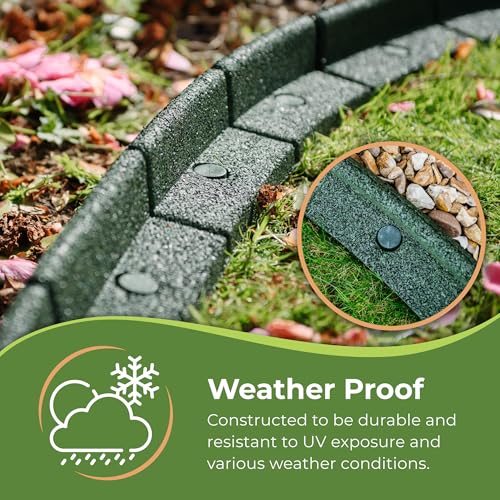 Flexiborder - Lawn Edging - Flexible Garden Edging Border For Grass Lawns - Pathways - Raised Borders - Artificial Grass - Green - 4 X 1M Lengths - 7