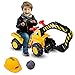 GOPLUS Jouet Bulldozer d’Excavatrice Porteur Electrique avec Casque, Véhicule Jouet d’Imitation pour Enfants Plus de 3 Ans avec Lame Mobile Manuelle, Jaune