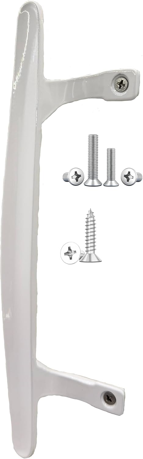 Sliding Patio Door Pull Handle,Painted Diecast Zinc Alloy Heavy.Fits 6-5/8 inch Hole Spacing Diecast Durable and Beauty,Easy Installation (01-White)
