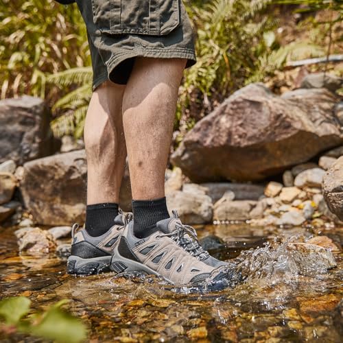Image of SHULOOK Men's Waterproof Hiking Shoes Lightweight Anti Slip Outdoor Ankle Boots Breathable Hike Trekking Trails Shoe