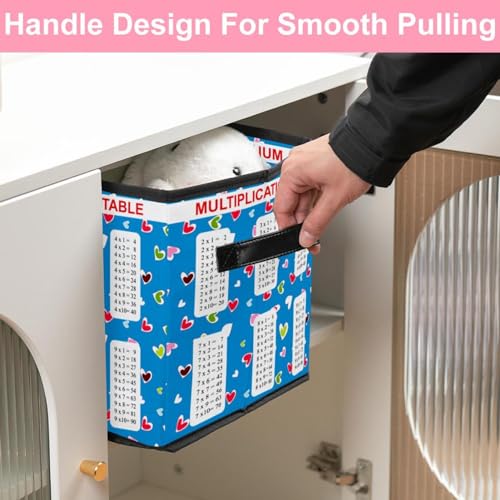 Boîte de rangement pliable cube bleu à motifs cœur pour placard - 7