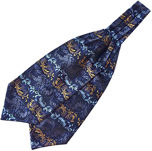 MENDENG Men's Blue Paisley Jacquard Woven Silk Cravat Necktie Scarf Formal Ascot