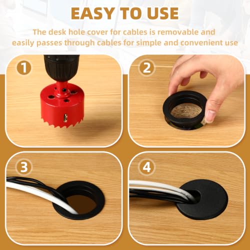 Image of Desk Grommet 2 Inch (50 mm) 10 Pieces, Desk Hole Cover for Cables White, ABS Plastic Grommet Hole Cover with Hole Saw for Wires Cables Through The Countertop by XIOGZAXI