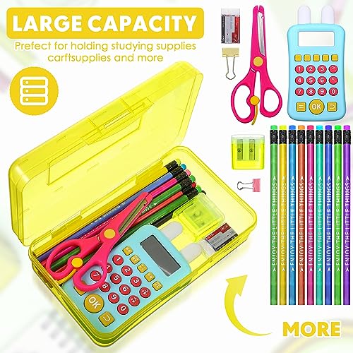 Image of Fainne 24 Pack Clear Plastic Pencil Box,Yellow