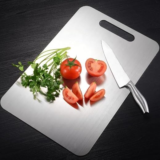 CAPITAL 304 Grade Stainless Steel Chopping &amp; Cutting Board 31 x 21 cm | 1mm Thick Heavy Duty Small Metal Kitchen Board | F...