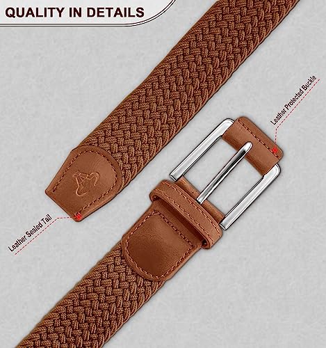 Image of Stretch Belt Men,Bulliant Mens Woven Stretch Braided Belt 1 3 /8