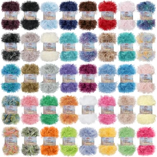 JubileeYarn Feather Whimsy Eyelash Yarn - Variety Pack - 20 Skeins