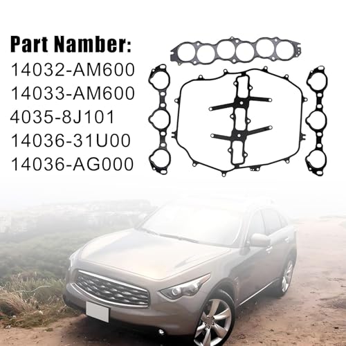 Image of XQSMWF Engine Intake Manifold Gasket Set Compatible with Nissan 350Z 2003-2006 & Infiniti G35 2003-2007 FX35 2003-2008 M35 2006-2008 3.5L V6 VQ35DE, Replaces 14036-AG000 14032-AM600 MS19332A MS964541