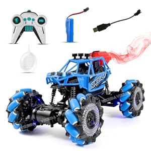VikriDA 2.4GHz Remote Control Extreme Drift Stunt Car for Kids | 360 Degree Limit Drift Car, Left & Right Rotation – Blue Spray Drift Rock Car