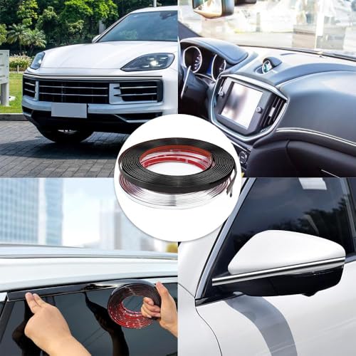 Chrom Zierleiste Selbstklebend 6mm × 3m Selbstklebende Zierleisten Universal Chromzierleiste für Auto Karosserie Fenster Außendekoration Türen Decken Möbel (Silber)