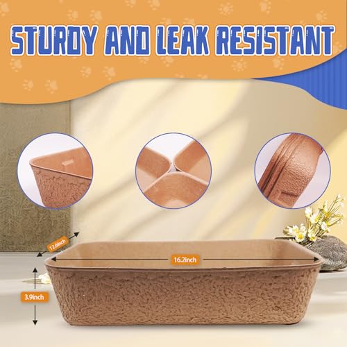 Disposable Cat Litter Box, Sturdy and Durable, Extra Thick, Large Size - 16.2\"x12.6\"x3.9\", Leak Resistant and Sustainable, Disposable Litter Boxes for Cats (Brown, 6-Pack) - Thumbnail 3