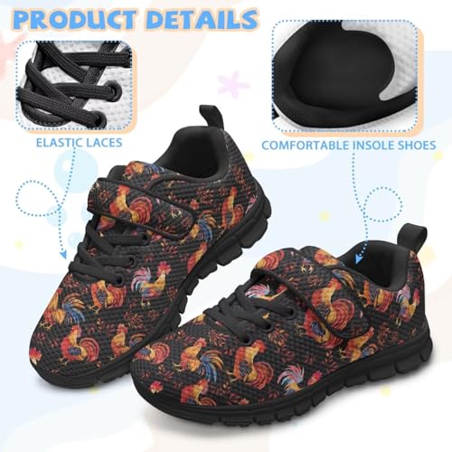 Animals Pattern Girls Athletic Shoes with Hook and Loop Cute Print Breathable Mesh Tennis for Little Kid/Big Kid US 10.5-2.54