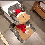 HESHIFENG. party & accessories Christmas Snowman Santa Deer Toilet Seat Cover and Rug Set Red Christmas Decorations Bathroom (Deer)