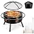 HaSteeL 30 Inch Outdoor Fire Pit, Round Wood Burning Firepit with Spark Screen, Long Poker, Roasting Sticks, Grill Grate & Black Cover, Large for Outside Backyard Patio Camping Bonfire Beach BBQ