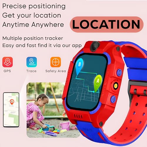 Image of GameSir Q18 Kids Smart Watch 1.44 inch TFT Display 3G / 4G SIM Support, Learning & Gaming Apps, Gift Watch, Waterproof, LBS Tracking /GPS, 2 Way Calling Smart Watch for Boys & Girls (Red)