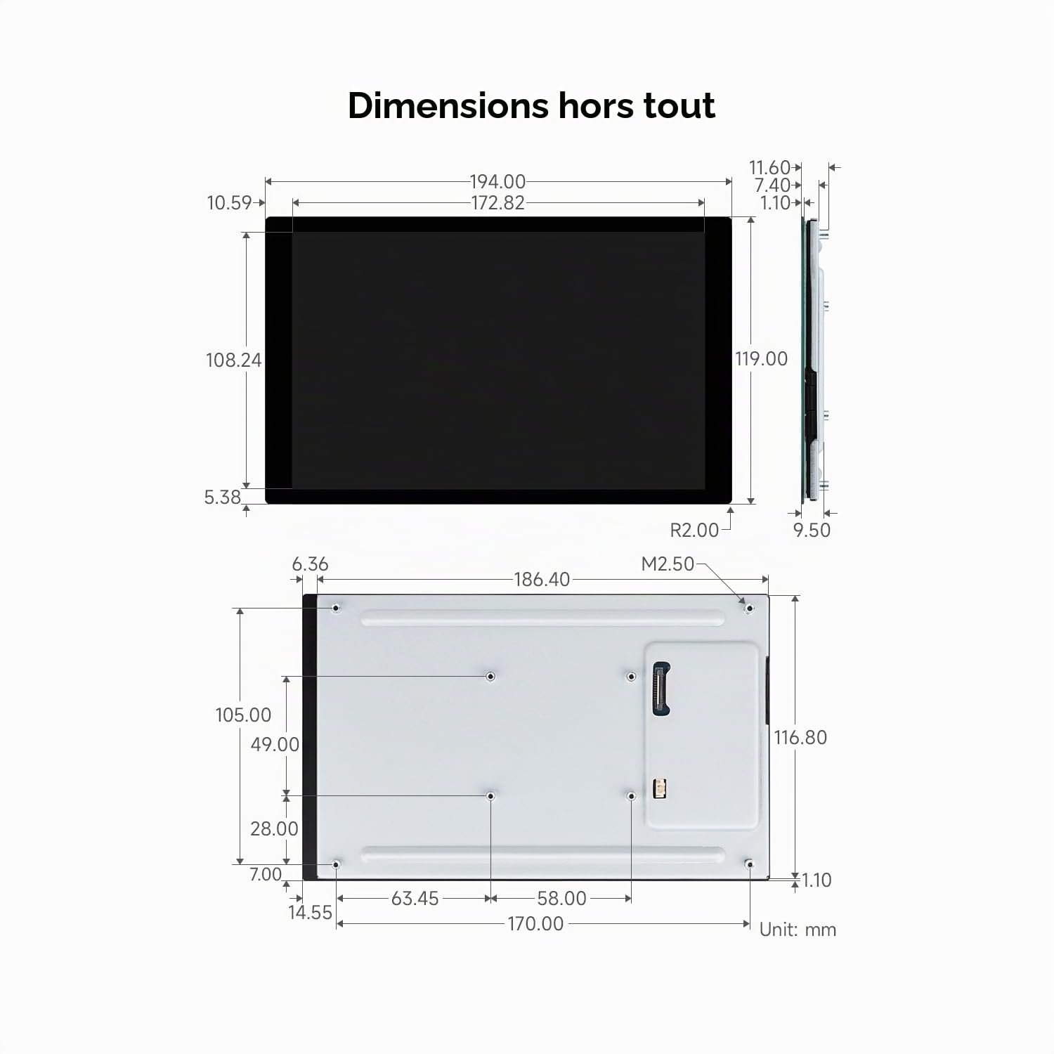 Waveshare 8inch DSI Capacitive Touch Display, Compatible with Raspberry Pi 5/4B/3B/CM3/3+/4, 800x1280, IPS Panel, Optical Bonding Toughened Glass Panel, 10-Point Touch