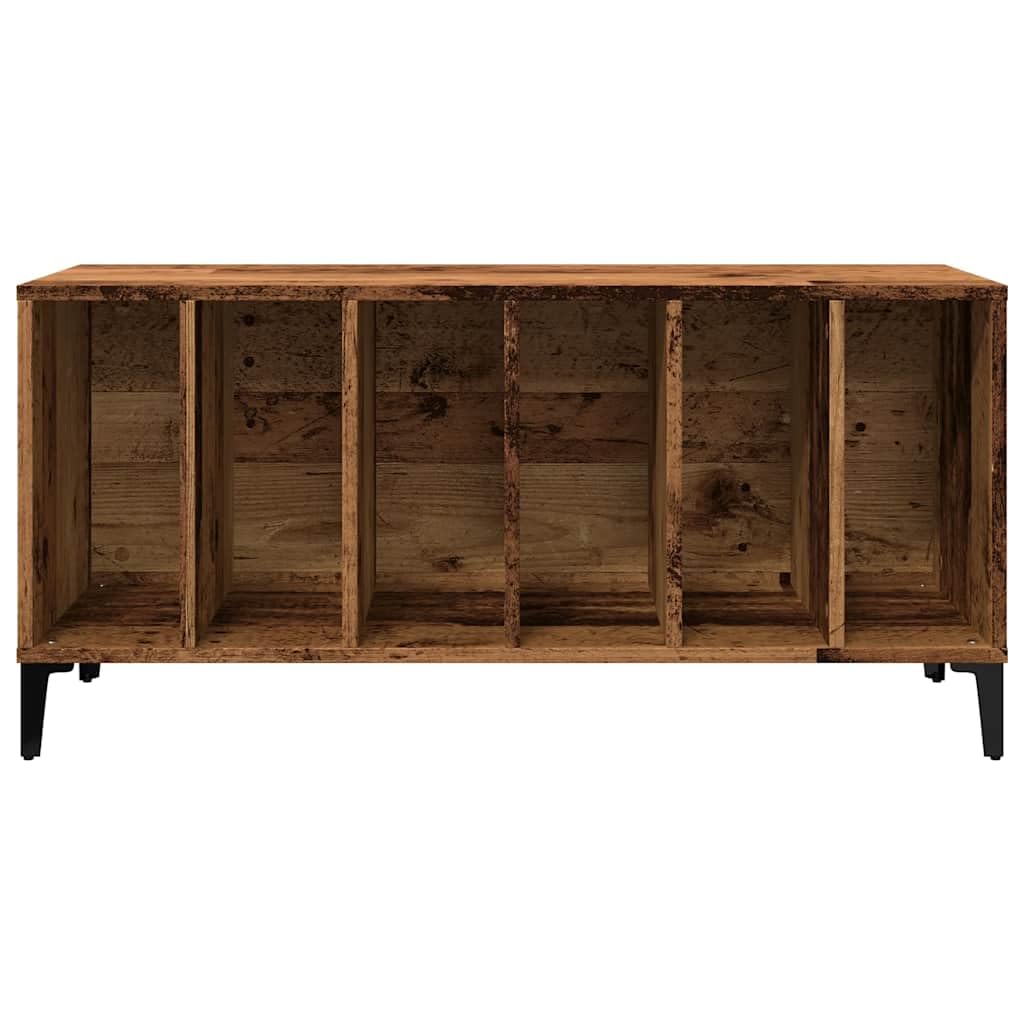 Armadio per dischi in vinile, effetto legno anticato, 100 x 38 x 48 cm, mobile basso con gambe in metallo, armadio in vinile vintage, per soggiorno e ufficio