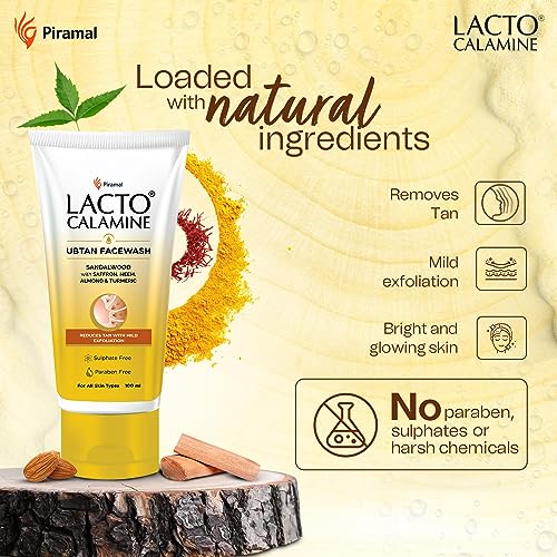 Lacto Calamine Ubtan Face Wash for Glowing Skin | Natural Face Wash with Sandalwood, Saffron, Neem, Almond & Turmeric | Exfoliating Facewash reduces Tan | Sulphate, Paraben Free... - Image 5