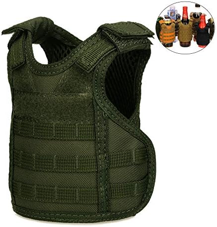 CyberDyer Beer Vests Beverage Cooler Tactical Mini Molle Adjustable Beverage Holder for 12oz or 16oz Cans or Bottles