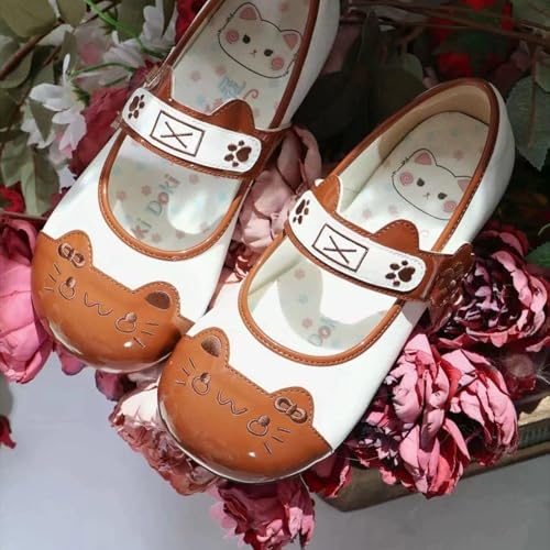 ZQW Women's Cute Kitten Mary Jane Flats Kawaii Sweet Round Toe Low Heel Comfort Casual Dressy Ballet Shoes Lolita Cosplay4