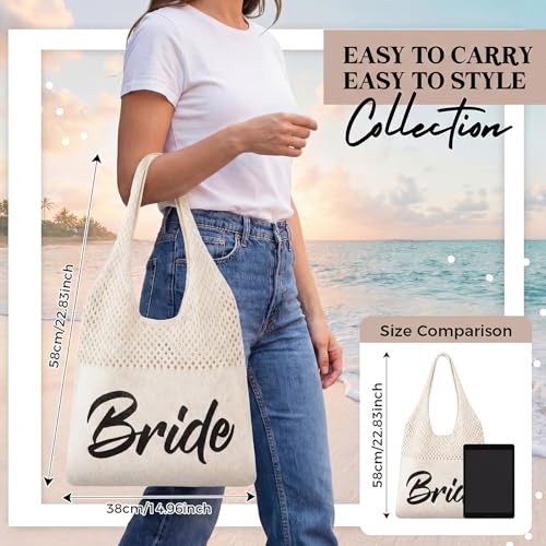 Bolso Tote Personalizado de Crochet para Playa Beige miniatura 3