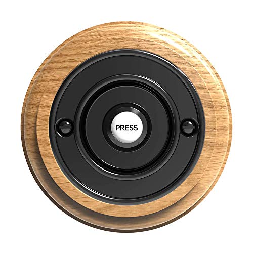 Traditional High Quality Round Wireless Doorbell in Honey Oak and Black, DBW-F5SHONR76WLESS2207P2Bk - Image 3