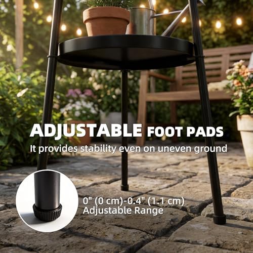 Outsunny Metal Patio Side Table, 2-Tier Round End Table, for Living Room, Bedroom, Garden, Balcony, Black - 4