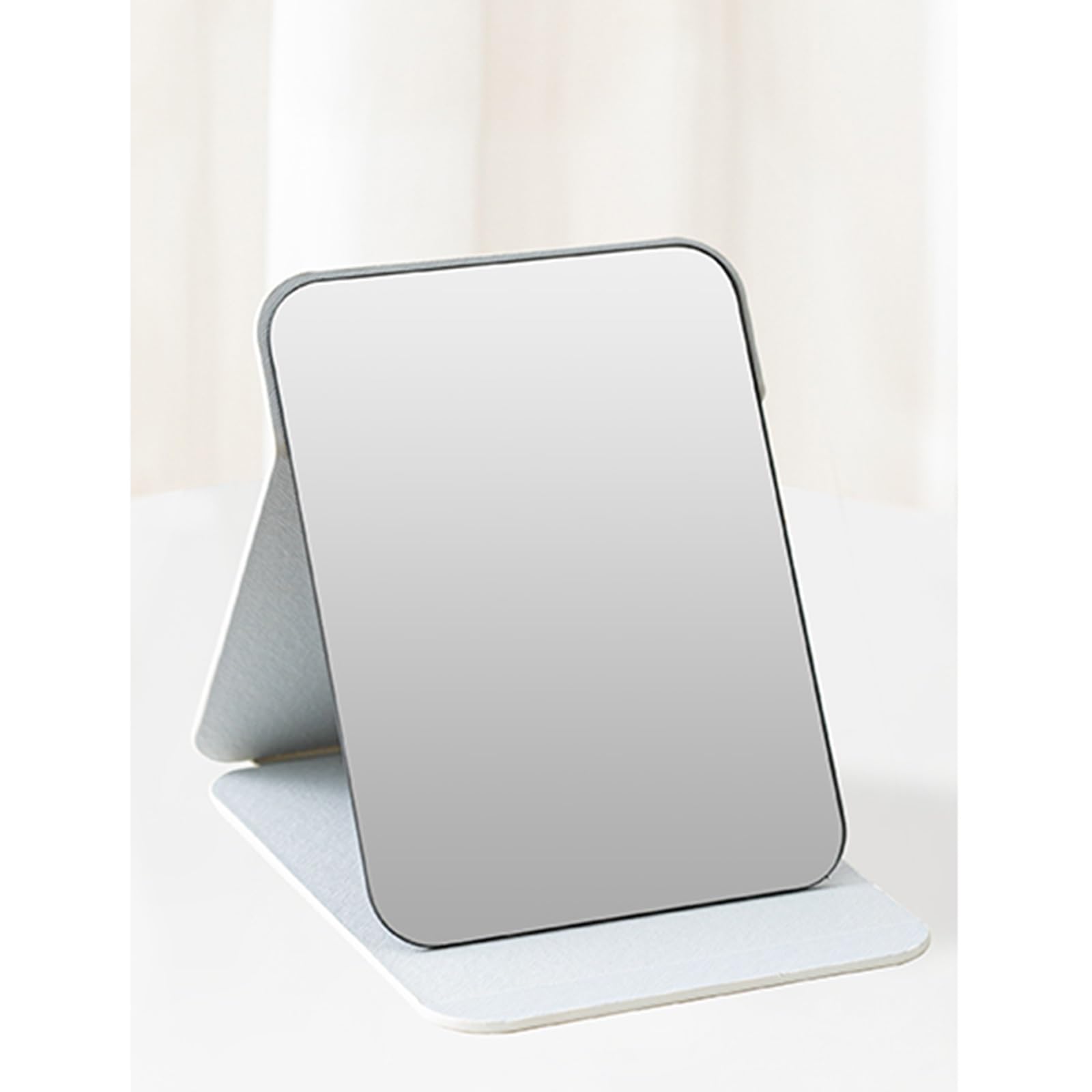 SDCFFC Portable Folding Vanity Makeup Mirror with Stand, Frameless Pu Leather Vanity Mirror, Travel Mirror