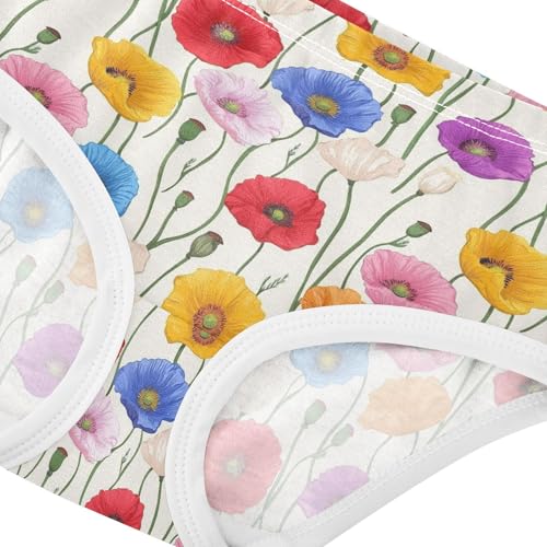 ZZKKO Colorful Poppy Flower Girls Underwear Toddler Panties for Girls Comfort Brief Size 2-8T3