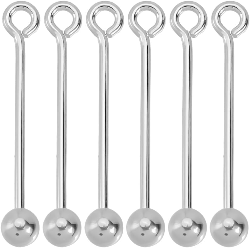 Beebeecraft 1 Box 6Pcs Beadable Pendant Bar 925 Sterling Silver 20 x 3mm Beaded Connectors Bails Clasp for DIY Beads Crafts Keychain Bracelet Pendant Necklace Earring Jewelry Making Supplies