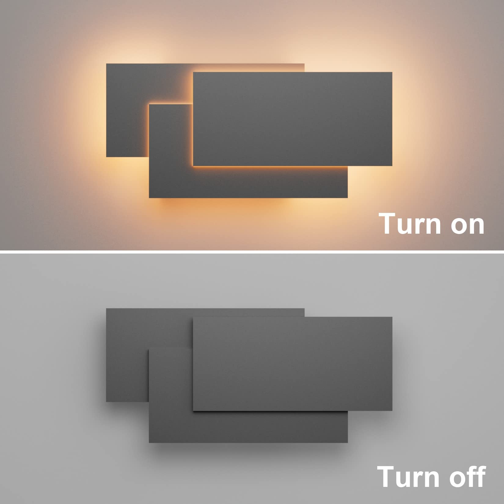Klighten 2 Pack LED Wandleuchten Innen 24W Mordern Wandlampe LED Wandbeleuchtung für Wohnzimmer Schlafzimmer Treppenhaus Korridor Flur Warmweiß 3000K, Dunkelgrau