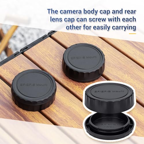 Image of JJC 2-Pack EF Mount Body Cap Rear Lens Cover for Canon T6 T7 T5 90D 80D 5D | for Canon Rebel T4i T5i T6i T6s T7i T8i XTi XSi SL3 SL2 70D 77D 60D 5D Mark II III IV 6D 7D & More EF Mount Camera and Lens