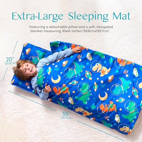 joiedomi toddler sleeping bag for kids 553939x303939 nap mat with removable pillow and minky blanket for toddler ages 3-7 roll up soft kids sleeping bag for boys girls kindergarten daycare sleepover