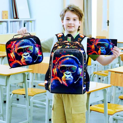 3Pcs Backpack for Boys, 17" Kids Bookbag with Lunch Box, School Backpacks for Elementary Preschool Kindergarten2