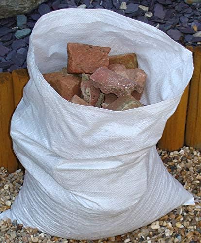 50 x **New** Double Stitched Woven Polypropylene *Heavy Duty* White Rubble Builder Sand Sacks Bags. Size : 50 cm x 75cm / ( Pack of 50 Bags ) EQUIP247UK