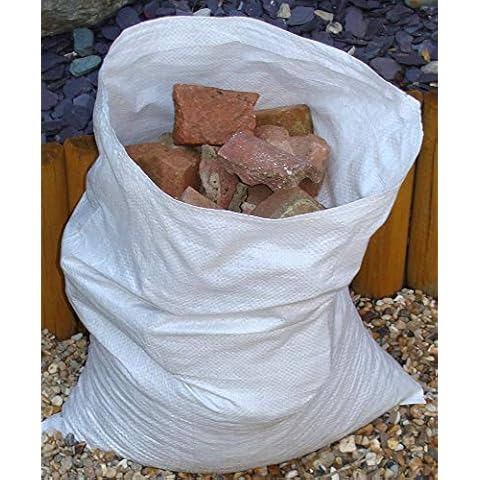 EQUIP247UK - Lote de 50 bolsas de escombros tejidos ultra resistentes de 45 x 60 cm, color blanco Cover