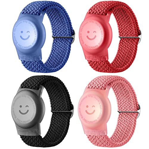 Dirrelo élastiques Bracelets Compatibles avec Apple AirTag Bracelet pour Enfants ou Adultes, 4PCS Bracelet Enfant Airtag, Protection Anti-Perte et Anti-Rayures pour Bracelet Airtag Tracker, Ensemble 2 Cover