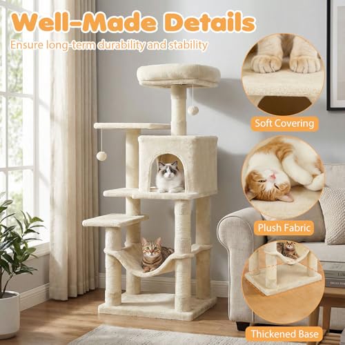 Torre para Gatos Multi-Niveles Beige 44 Pulgadas miniatura 7