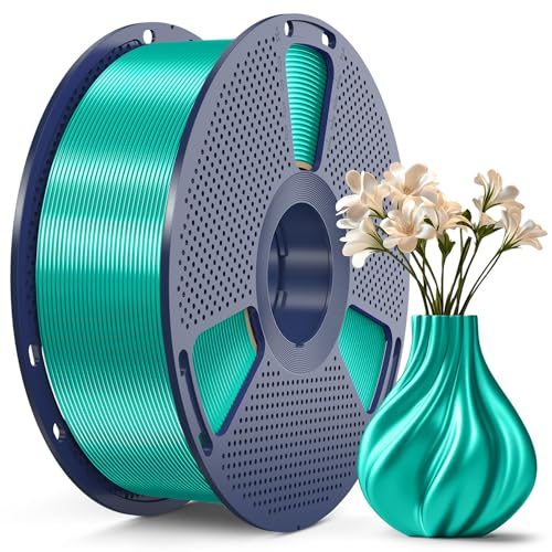 Image of SUNLU 3D Printer Silk Filament,Shiny Silk PLA Filament 1.75mm, Smooth Silky Surface, Great Easy to Print for 3D Printers, Dimensional Accuracy + /- 0.02mm, Silk Green 1KG