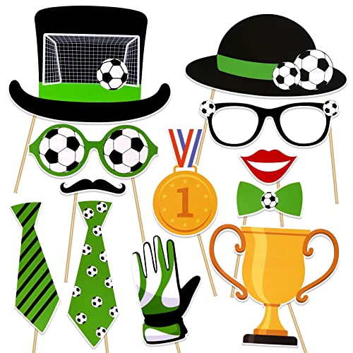 Howaf 30 Pcs Soccer Photo Booth Props, Soccer Selfie Props Soccer Photo Props For Soccer Sports Celebration, Soccer Themed Party Photo Booth Props Kit For Kids Boy's Birthday Decoration Supplies #TOP2